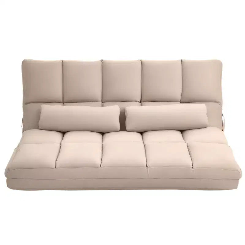 Canapé-lit convertible au sol, lit pliant, chaise longue d'appoint avec 2 oreillers, dossier et appuie-tête réglables, 130 cm de long