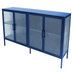 Meuble en métal et verre trempé avec étagère réglable