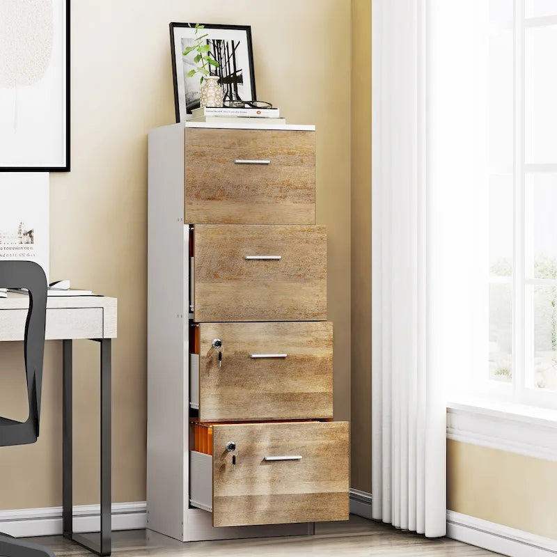 Moasis 51H Classeur Vertical à 4 Tiroirs Verrouillable pour Bureau à Domicile