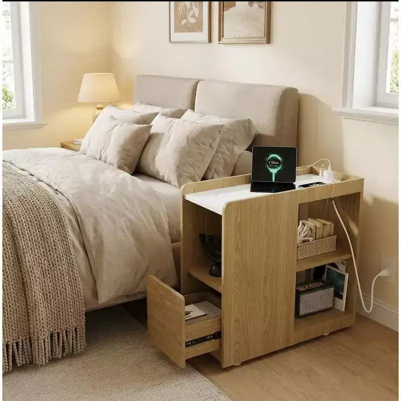 Table de chevet, table de chevet multifonctionnelle, adaptée à la maison