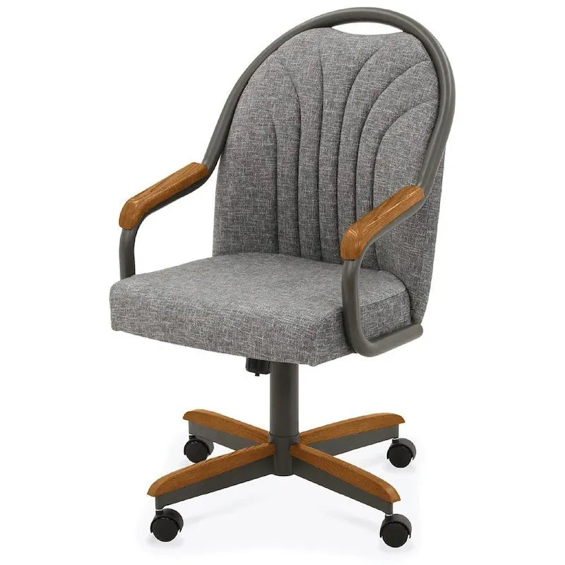 Chaises de salle à manger Chromcraft Douglas à roulettes, finition gris châtaigne (Lot de 2)