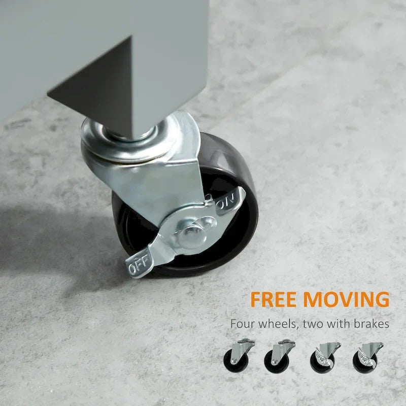 HOMCOM Desserte de cuisine compacte à roulettes, chariot de service roulant avec étagère de rangement et tiroir pour salle à manger