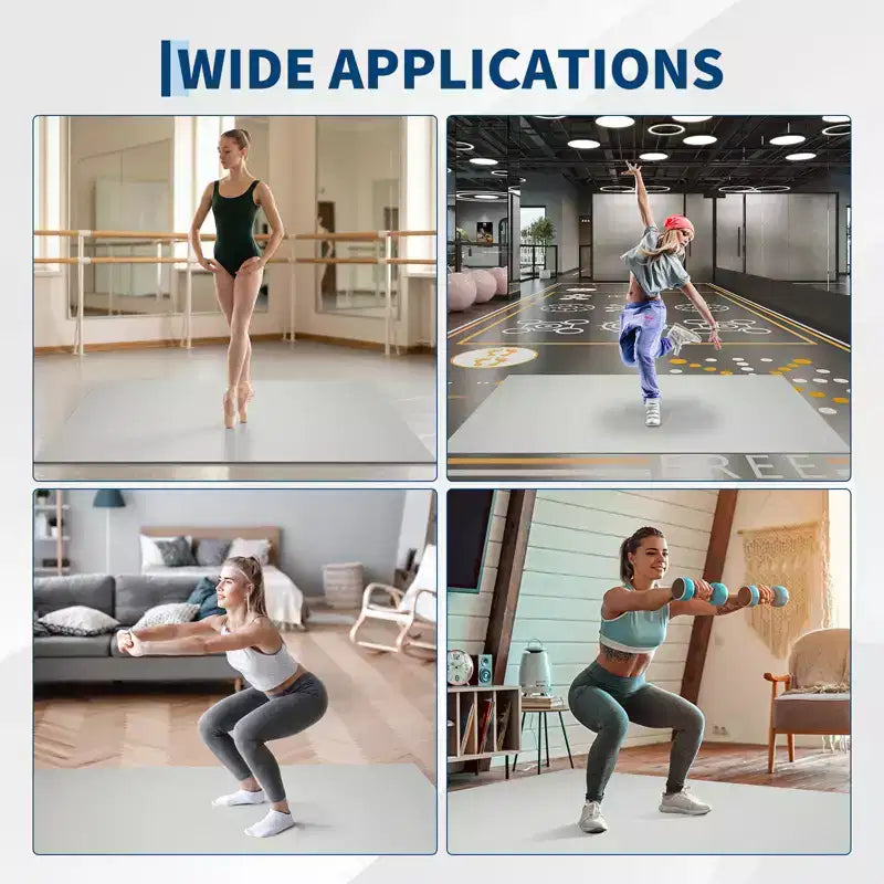 Tapis de danse portable en PVC 4x6, tapis de danse antidérapant et résistant aux rayures de 5 mm d'épaisseur pour ballet, jazz, claquettes, yoga, pilates et exercices à domicile