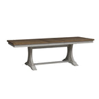 Ensemble de salle à manger avec table à tréteaux 6 pièces "Farmhouse Reimagined" blanc antique et châtaigne