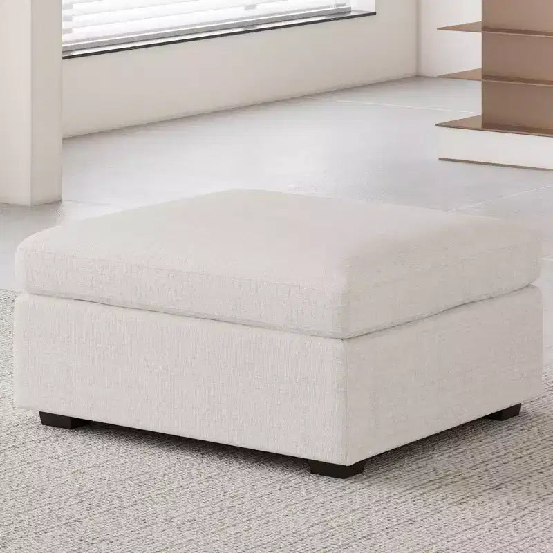 Module Pouf Ottoman Belffin en Chenille - Repose-Pieds de Rangement Modulaire avec Tissu Doux pour la Peau et Conception à Installation Rapide