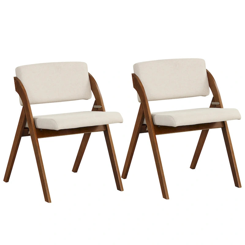 Gymax Ensemble de 4 chaises de salle à manger Chaise de cuisine pliante avec pieds en bois d'hévéa
