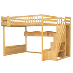 Lit mezzanine double avec escalier, armoire et étagères de rangement – MDF, 295 kg