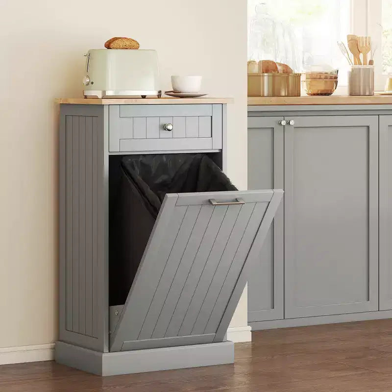 Meuble Poubelle Homcom avec Tiroir Meuble de Tri Sélectif Débout Support de Poubelle Cuisine
