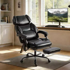 Chaise de bureau de massage vibrante HOMCOM à dossier haut, fauteuil d'ordinateur inclinable et chauffant avec repose-pieds, appui-tête réglable