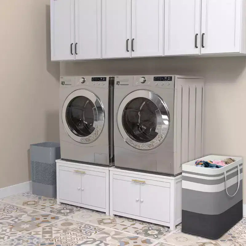 Socle pour laveuse et sécheuse en métal robuste noir/blanc – Unité simple, anti-vibration