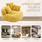 Canapé poire pour adultes et enfants, grand fauteuil poire en velours côtelé avec 3 oreillers et accoudoirs pour salon et chambre à coucher
