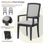 Ensemble de salle à manger extensible 9 pièces avec rallonge amovible de 61 cm, 6 chaises de salle à manger sans accoudoirs rembourrées et 2 fauteuils rembourrés