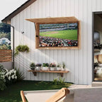 Meuble TV d'extérieur 55 pouces, cache-télévision en bois massif résistant aux intempéries avec support réglable 4D et porte rabattable (convient aux téléviseurs de 44 à 55 pouces)