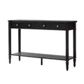 Console 47,2" en noyer avec 2 tiroirs cannelés et étagère inférieure