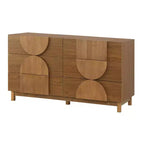 Commode géométrique moderne à 6 tiroirs, buffet de rangement large à demi-cercle pour chambre et salon