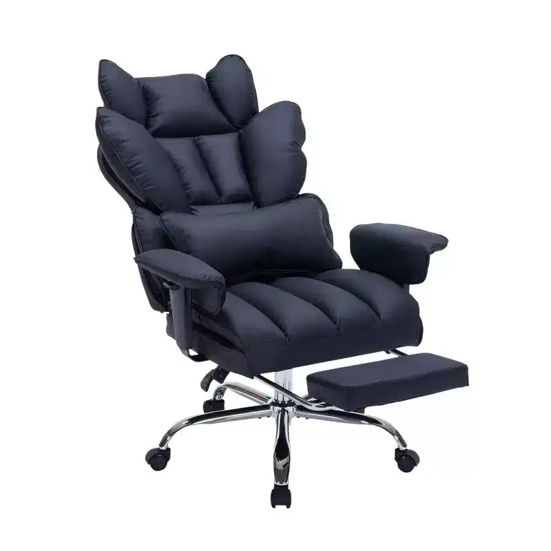 Fauteuil de bureau pour personnes fortes et grandes avec repose-pieds, fauteuil de jeu à dossier haut, fauteuil de bureau exécutif en cuir, fauteuil de bureau ergonomique avec support lombaire