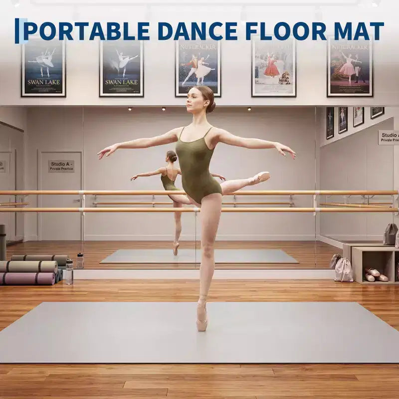 Tapis de danse portable en PVC 4x6, tapis de danse antidérapant et résistant aux rayures de 5 mm d'épaisseur pour ballet, jazz, claquettes, yoga, pilates et exercices à domicile