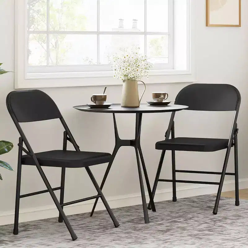 Lot de 8 chaises pliantes tout acier avec dossier, chaises pliantes en métal robustes, capacité de 159 kg, convient pour l'intérieur et l'extérieur