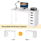 Bureau d'ordinateur Lantine avec 5 tiroirs, bureau moderne et simple de 119 cm pour la maison, le bureau et l'étude, idéal pour les petits espaces