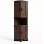 COZONY Meuble d'angle de ferme 65" avec portes et étagères réglables, Armoire de rangement d'angle haute pour cuisine et salon