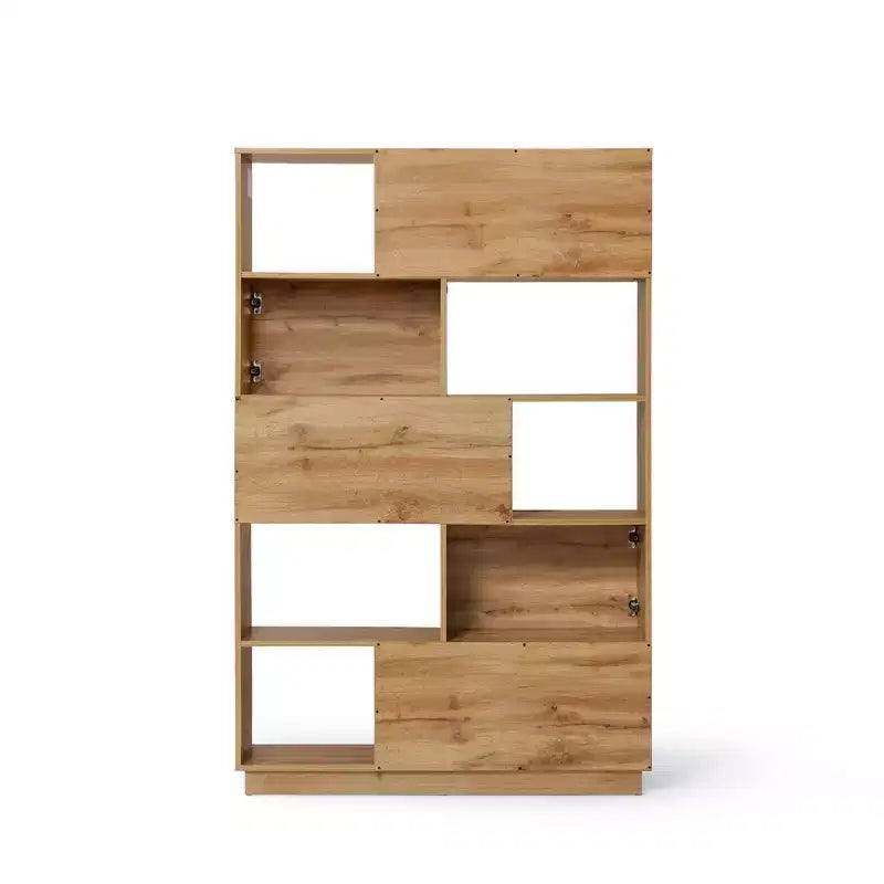 Bibliothèque haute LuxenHome de 173 cm avec 8 étagères et 2 armoires, bibliothèque à cubes à 5 niveaux avec portes, étagère de présentation avec rangement pour salon marron