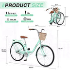 NAYSAYE Vélo Pliant Femme Monovitesse 26 Pouces Cadre en Acier Durable pour un Rangement et des Déplacements Faciles, Vert, 66.93*25.2*40.95