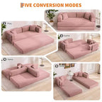 Canapé futon moderne en velours côtelé de 79 po pour petits espaces, canapé-lit convertible 5 en 1 avec accoudoirs et oreillers amovibles