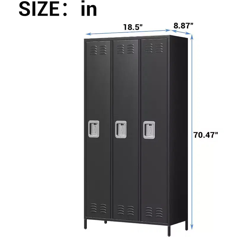 Armoire de rangement en acier Garvee, casier métallique robuste de 72 po pour école, gymnase et bureau, noir