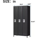 Armoire de rangement en acier Garvee, casier métallique robuste de 72 po pour école, gymnase et bureau, noir