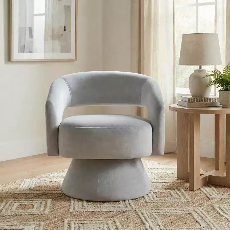 Fauteuil pivotant d'appoint de luxe moderne en velours GDFStudio Hudson