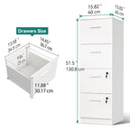 Moasis 51H Classeur Vertical à 4 Tiroirs Verrouillable pour Bureau à Domicile