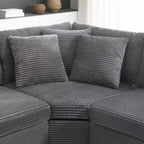 Canapé d'angle modulable en velours côtelé 106 avec accoudoir, rangement, porte-gobelets, chargeur USB et canapé modulaire surdimensionné confortable