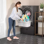 Socle pour laveuse et sécheuse en métal robuste noir/blanc – Unité simple, anti-vibration