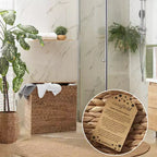 Panier à linge Casafield à 2 sections avec couvercle et sacs de doublure amovibles, trieur de linge tressé en jacinthe d'eau pour vêtements
