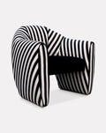 Fauteuil sculptural en satin et velours rayé