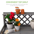 Table de rempotage de jardin en bois d'extérieur Best Choice Products, plan de travail avec tiroir de rangement et étagère ouverte
