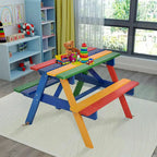 Table de pique-nique pliante Costway pour enfants 4 places avec parasol pour jardin