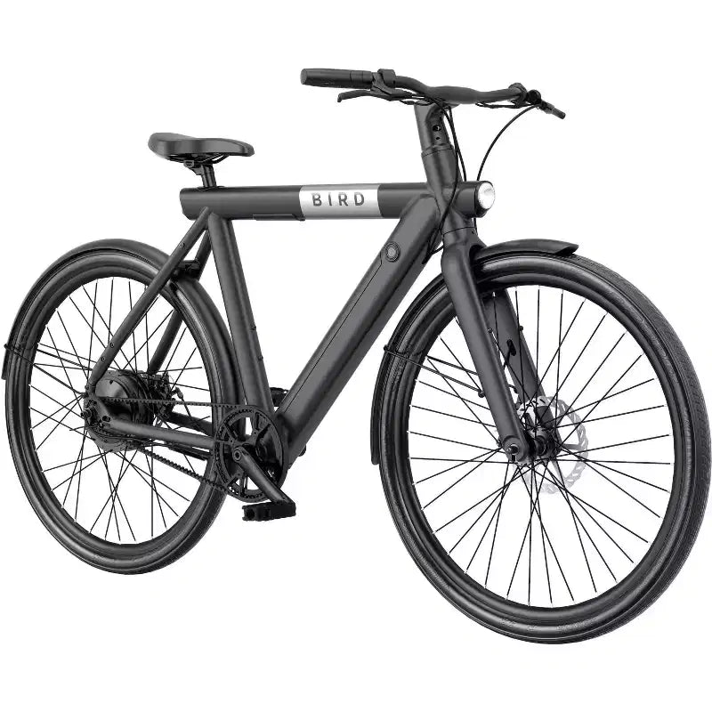 Vélo hybride électrique Bird Adult A Frame 28 à cadre ouvert - Noir : Cadre en aluminium, vitesse maximale de 32 km/h