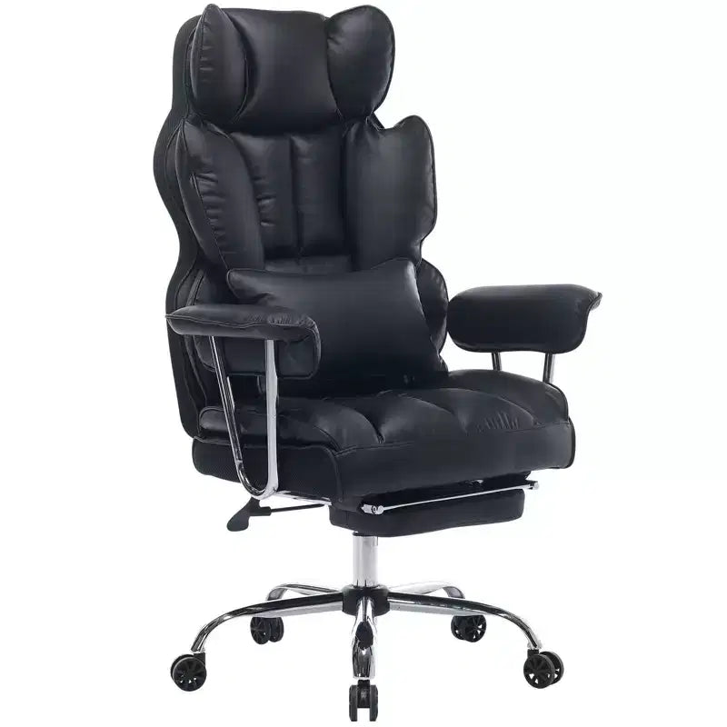 Efomao Chaise de Bureau Ergonomique 400 lbs, Grande Chaise d'Ordinateur en Cuir PU pour Personnes de Grande Taille, Fauteuil de Direction avec Repose-Pieds et Soutien Lombaire