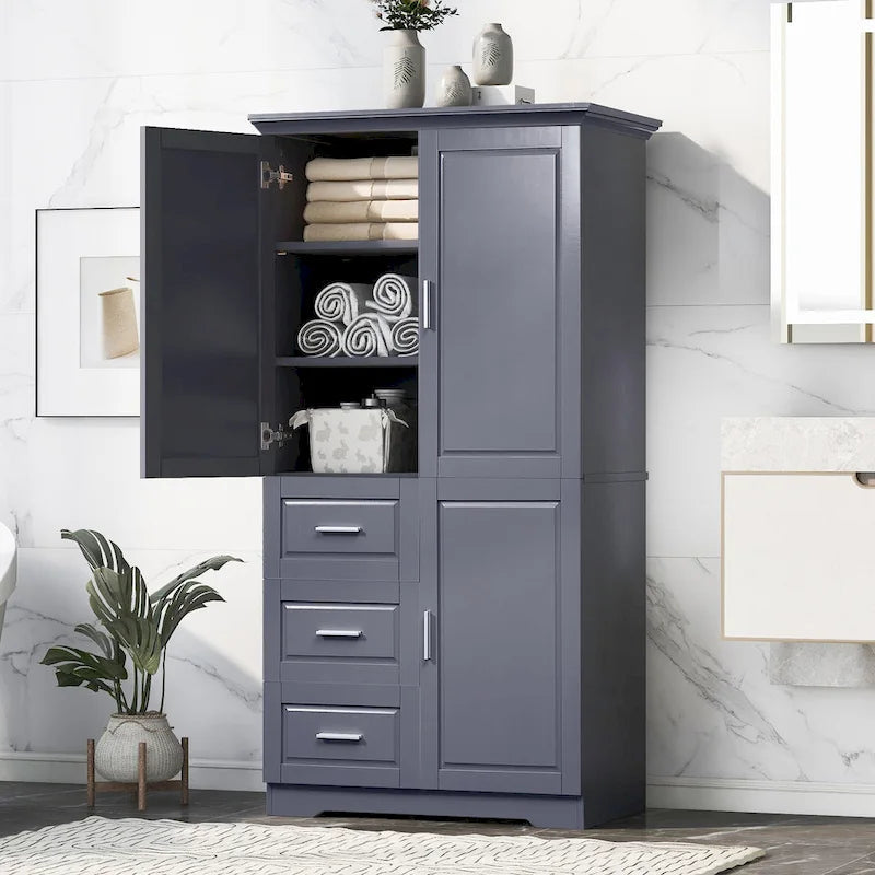 Armoire de rangement haute et large avec portes pour salle de bain/bureau
