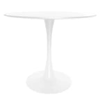 LeisureMod Bristol Ensemble de Salle à Manger 5 Pièces Table à Manger Ronde, 4 Chaises de Salle à Manger en Plastique Pieds Blancs