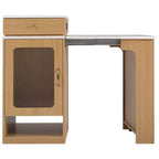 Îlot de cuisine de 59,5 po avec table à manger extensible, rangement double face et prise électrique, naturel