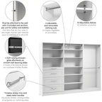 107 Système de dressing modulaire avec tringles, étagères et tiroirs style Shaker