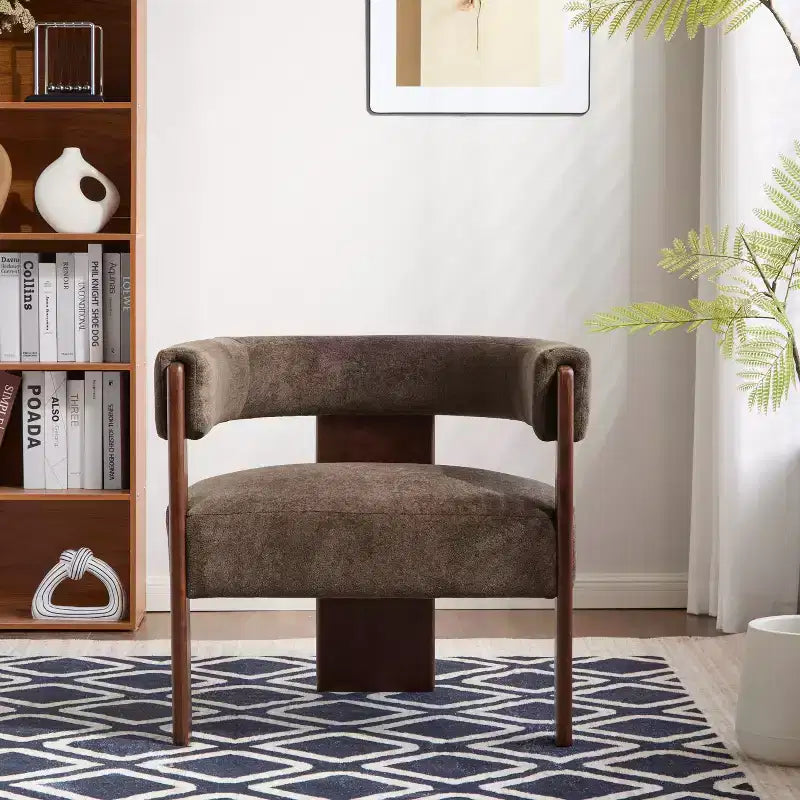 Fauteuil d'appoint rembourré en bois d'hévéa moderne Noah Christopher Knight Home
