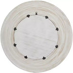 Miroir mural en bois 35x35 avec effet blanchi crème - Olivia & May : Aucun assemblage, cadre en MDF, usage intérieur