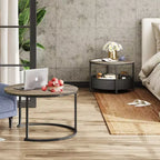 GALAXHERO Lot de 2 tables basses rondes gigognes - Tables d'appoint de 80 cm avec rangement et cadre métallique pour salon/appartement