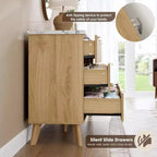 Commode cannelée à 9 tiroirs, 154 cm de large, en bois, avec rangement profond, pour chambre à coucher, salon ou couloir