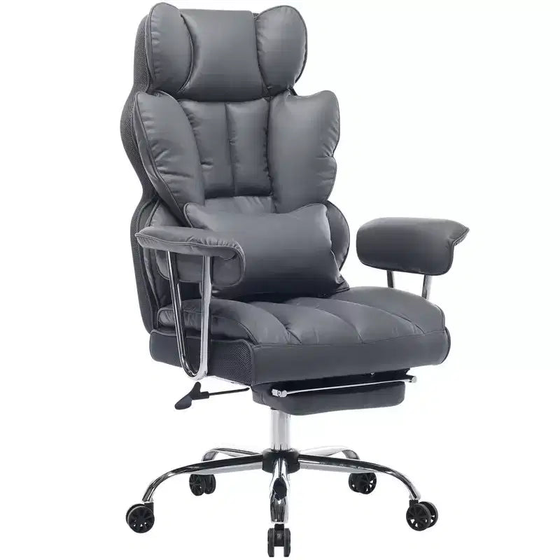Efomao Chaise de Bureau Ergonomique 400 lbs, Grande Chaise d'Ordinateur en Cuir PU pour Personnes de Grande Taille, Fauteuil de Direction avec Repose-Pieds et Soutien Lombaire