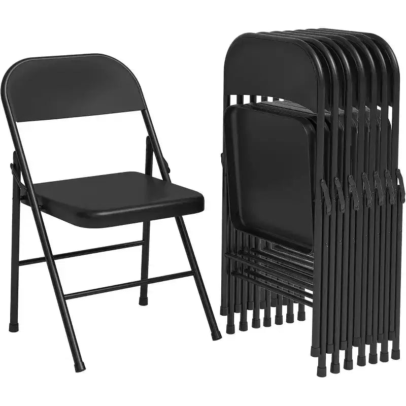Lot de 8 chaises pliantes tout acier avec dossier, chaises pliantes en métal robustes, capacité de 159 kg, convient pour l'intérieur et l'extérieur