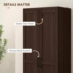 Garde-manger de cuisine 2 portes de 160 cm, meuble de rangement autoportant avec 5 étagères et 2 étagères réglables pour salle à manger